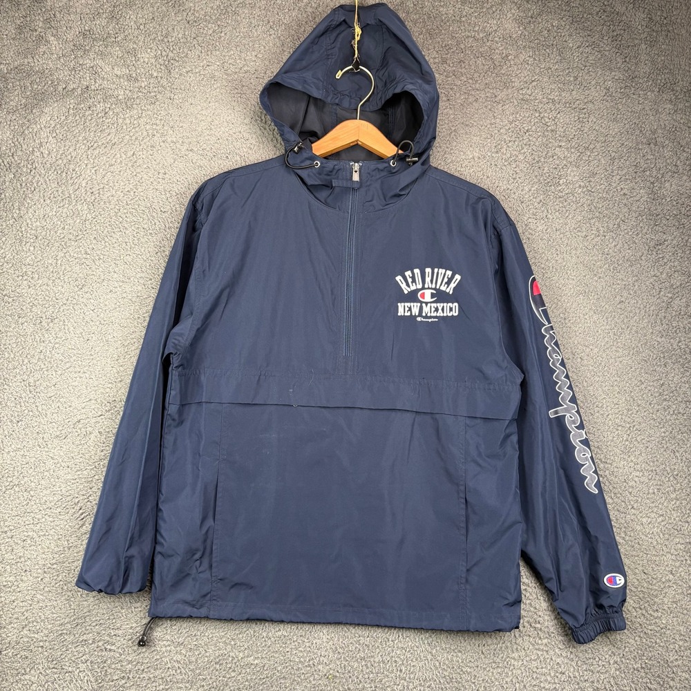 Champion Kids Navy Red River‎ New Mexico Quarter Zip Windbreaker Jacket Small S
